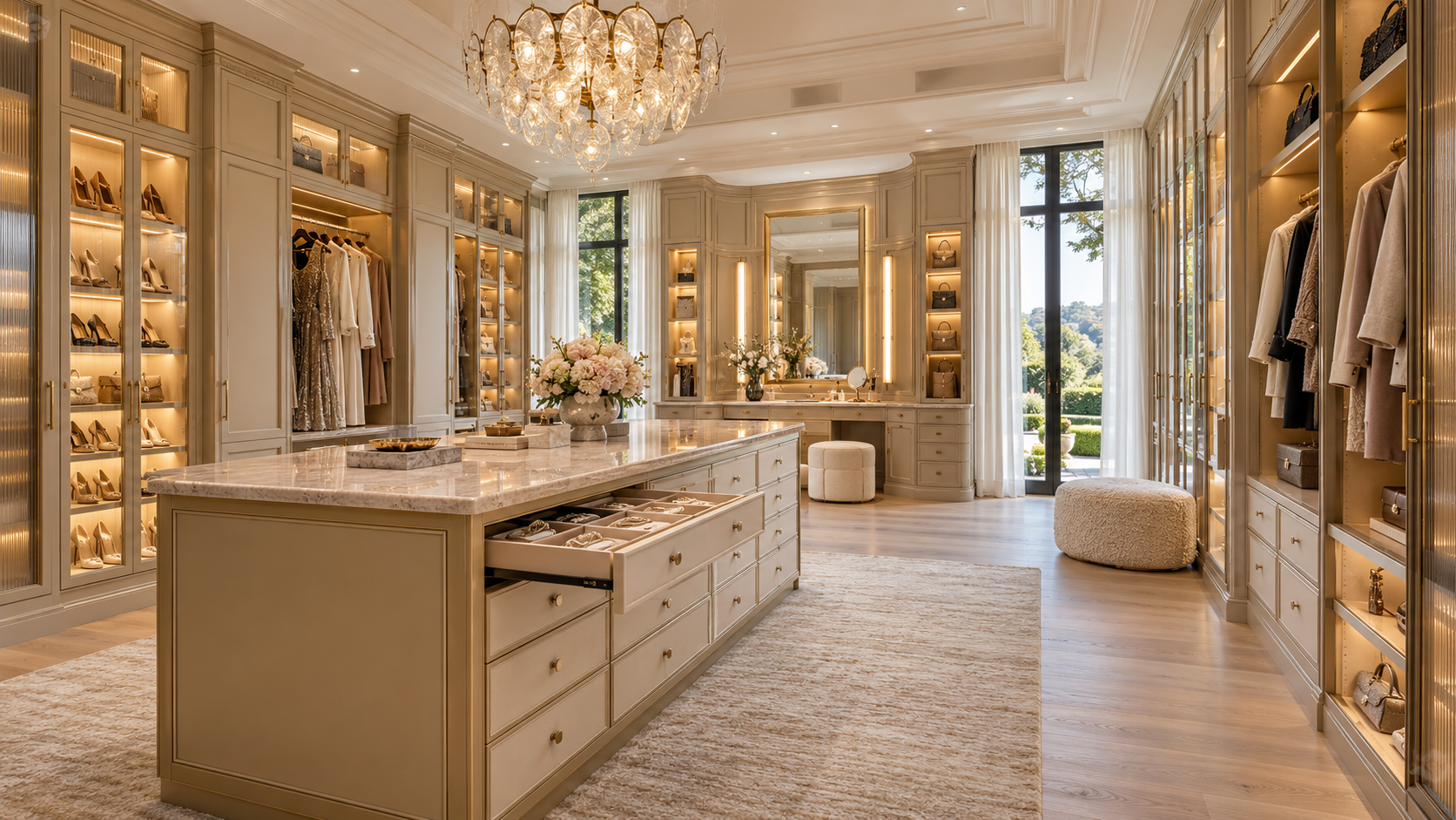 Couture dressing suite concept with illuminated cabinetry