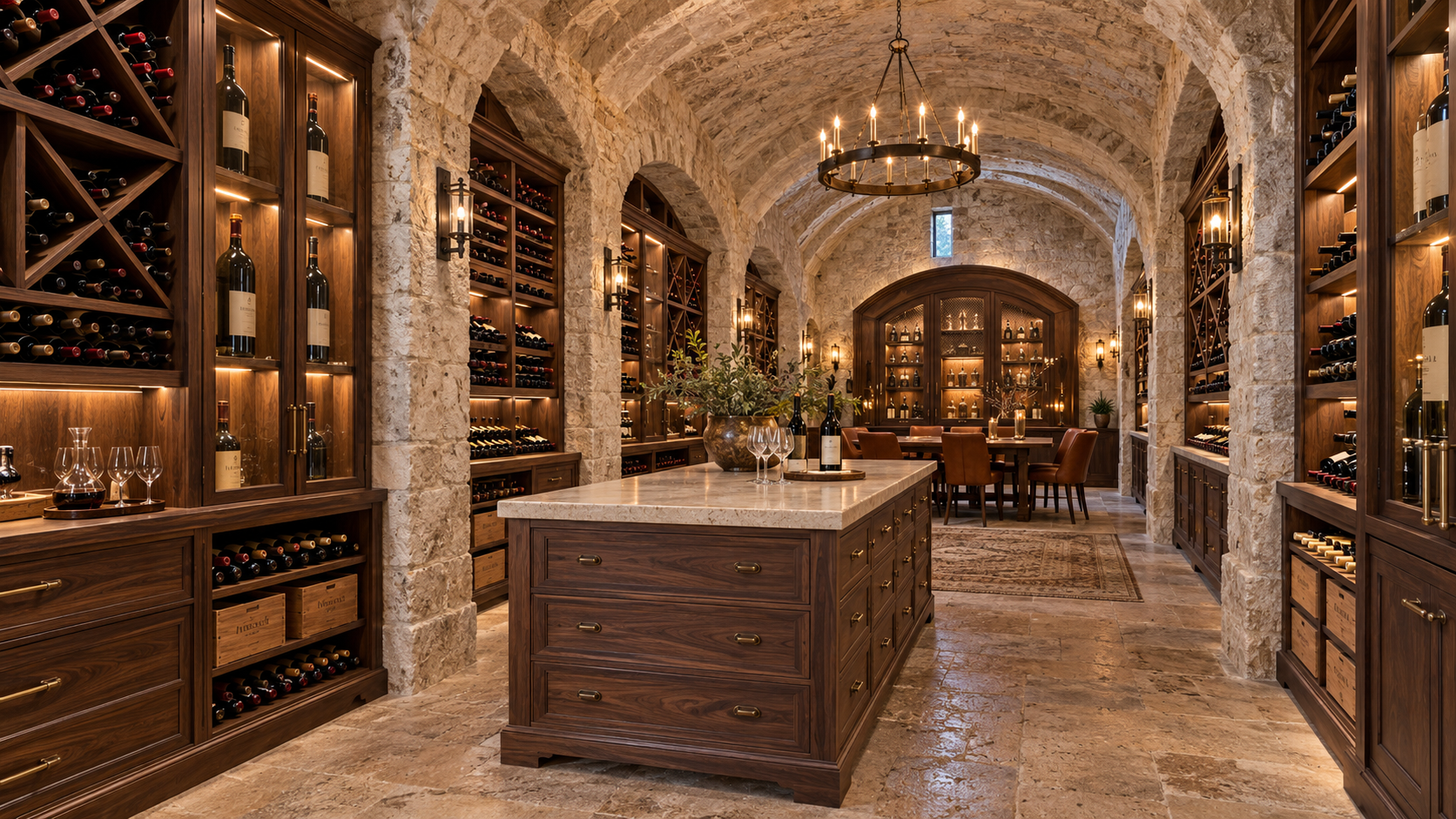 Stone-vaulted private wine cellar design concept (design concept)